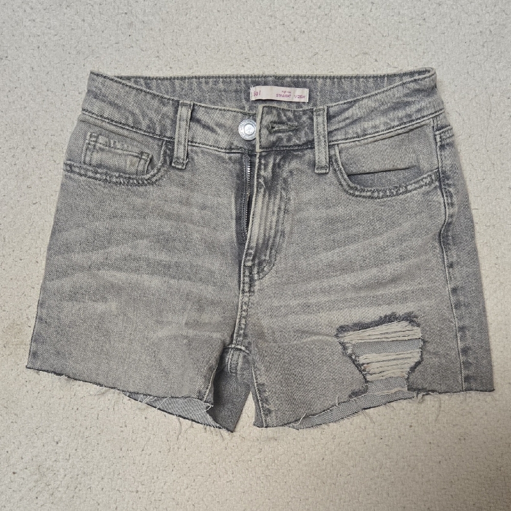SO Grey Distressed Cutoff Denim Shorts